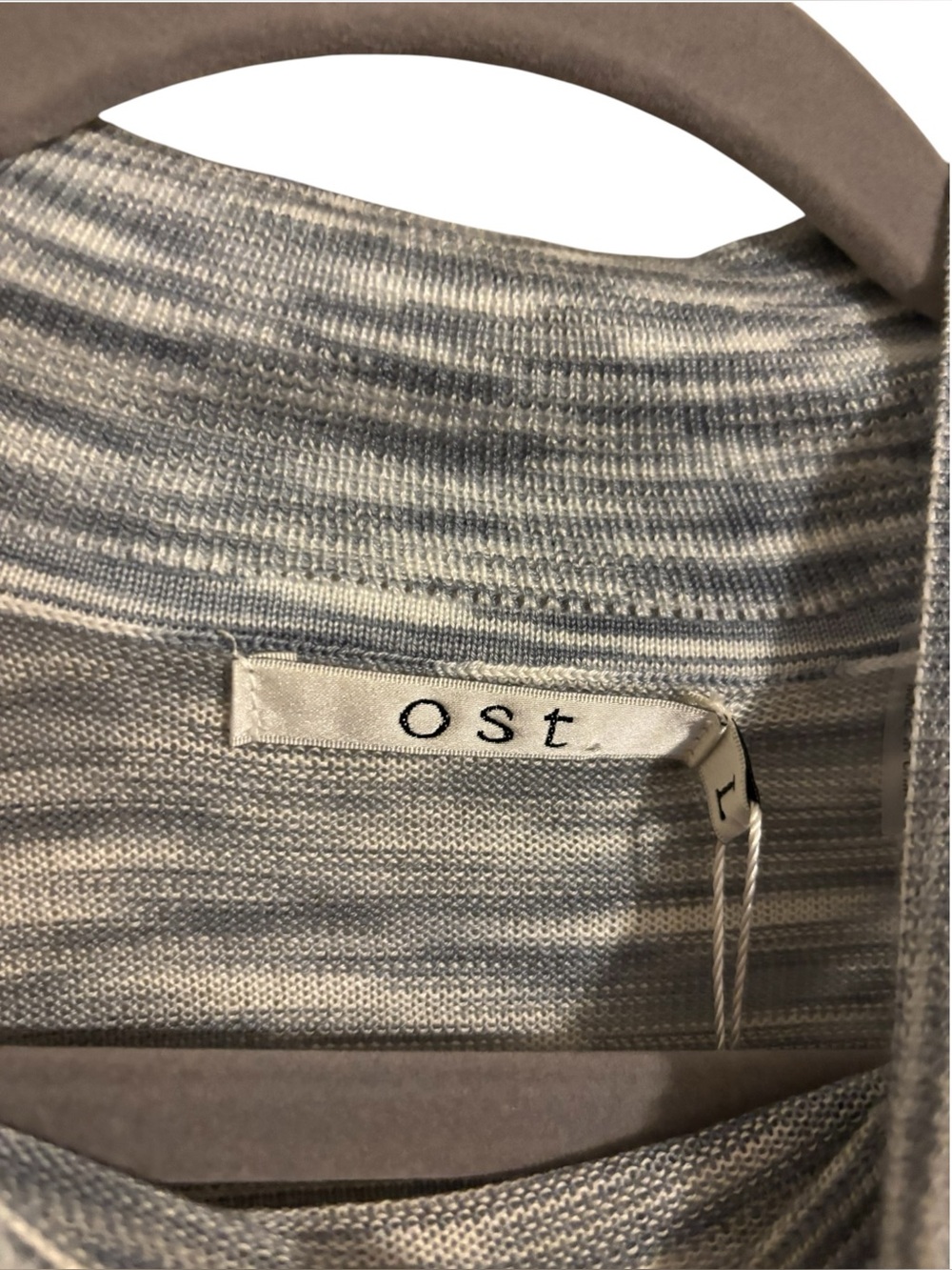Ost Gray Marled Long Sleeve Sweater Top Blue Willow Large NWT - Picture 2 of 6